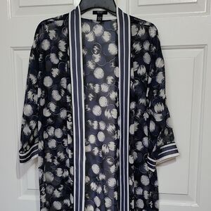 Alfani Navy and White Kimono/ Cover Up